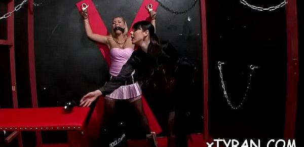  Man gets walked around on a chain in some hot femdom act